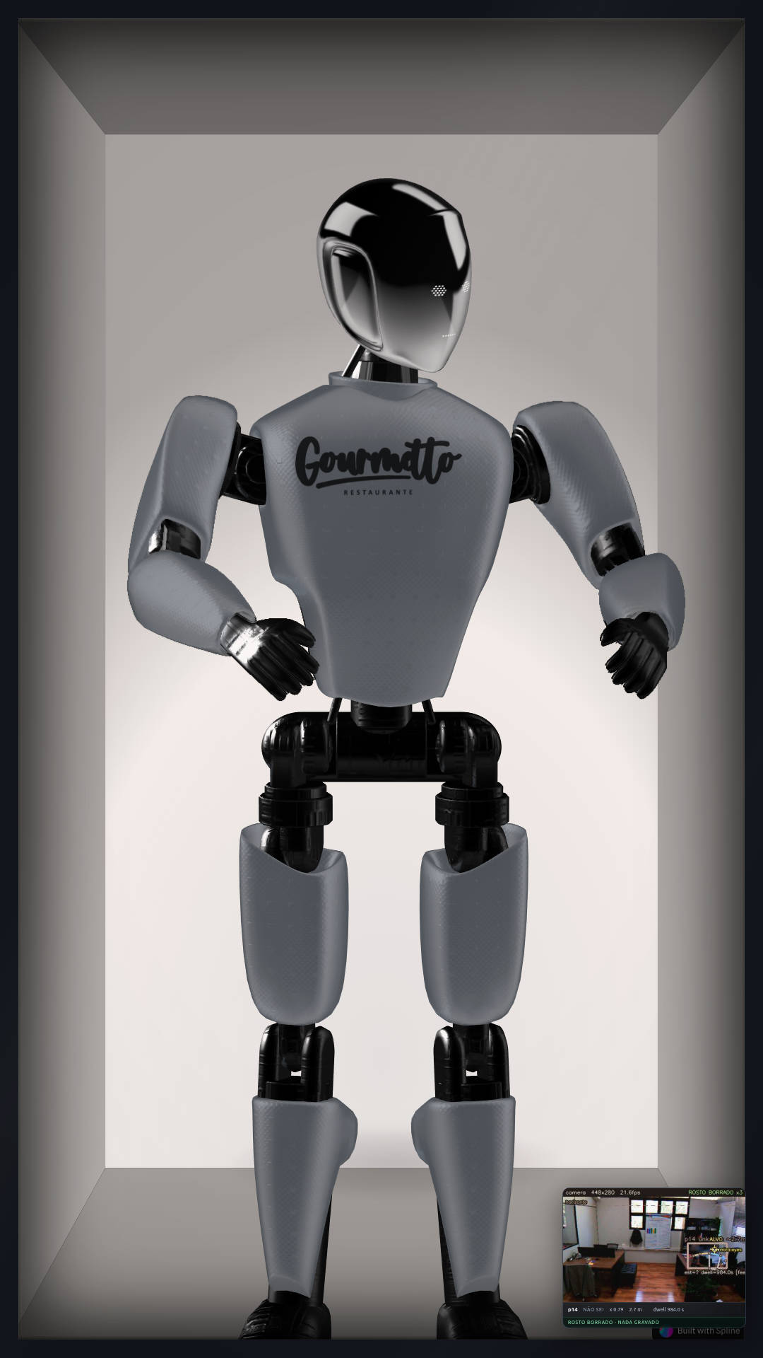 NexBot calibrado olhando de volta para a pessoa na frente da TV