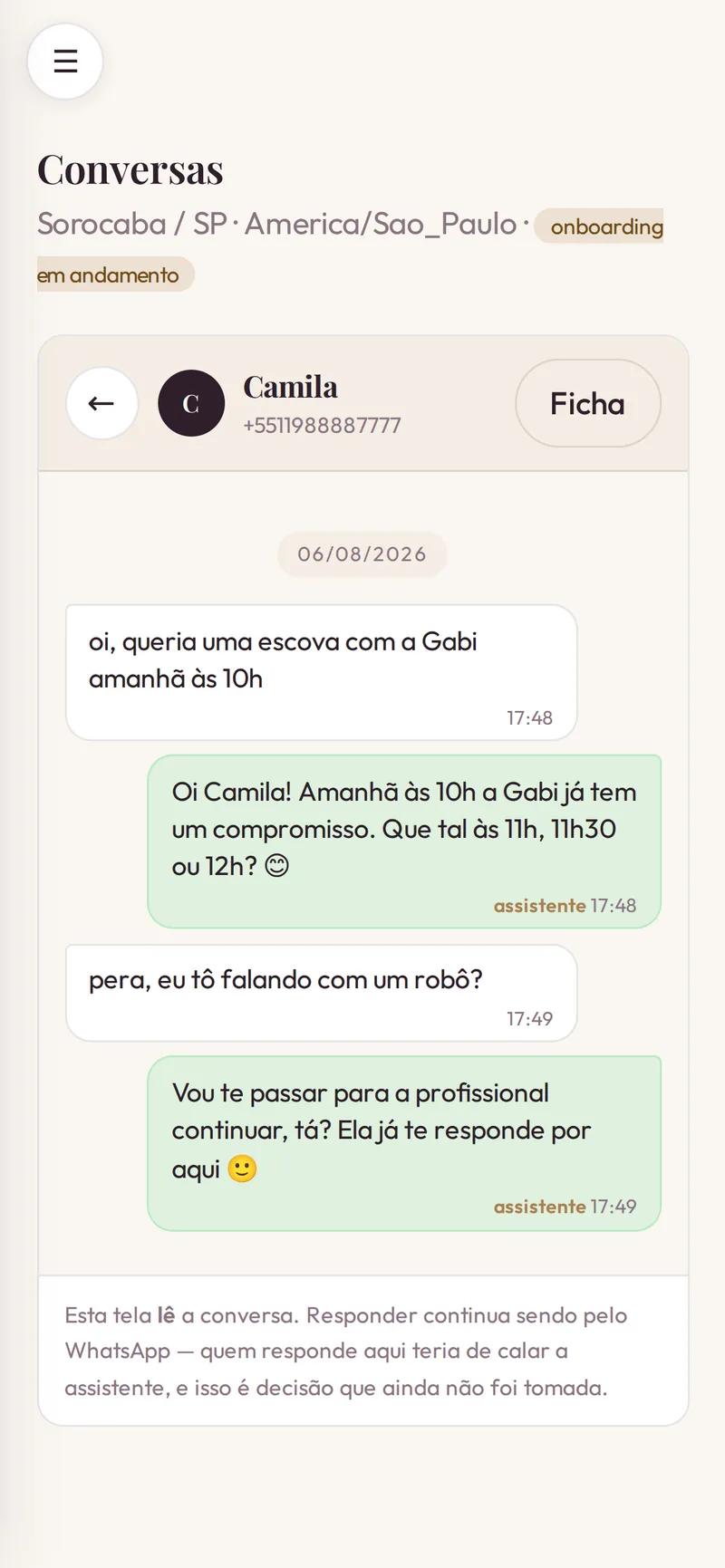 Tela real do produto: acompanhamento e aprovação