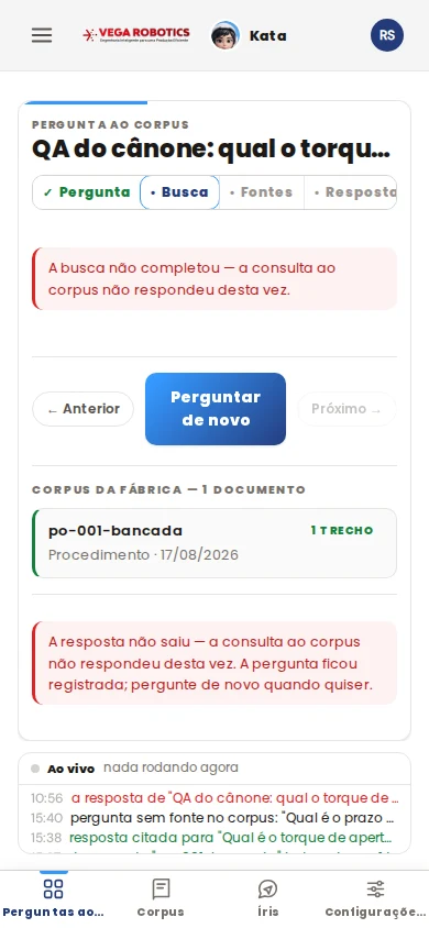 Perguntas recentes da conta — histórico documentado e pesquisável