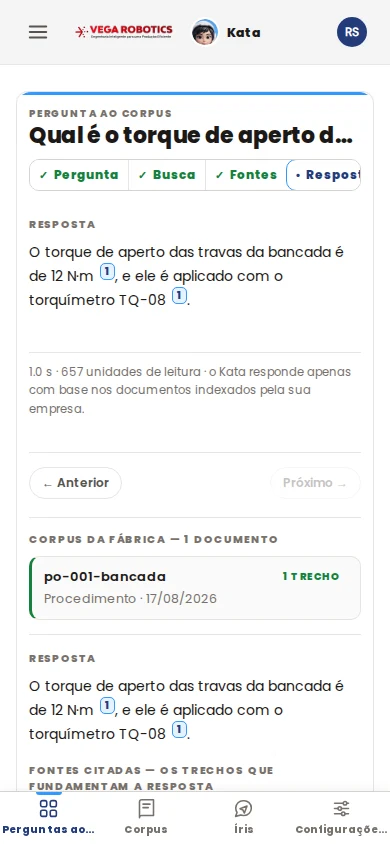 Resposta real do Kata com fonte citada, em 1 segundo